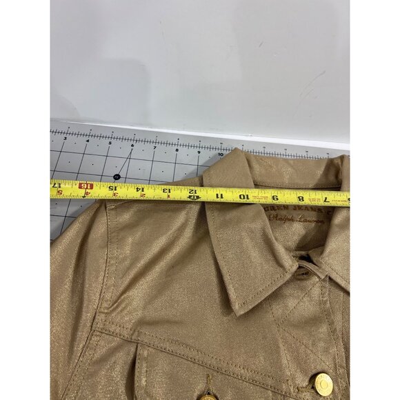 Lauren Jeans Co. Ralph Lauren Gold Metallic Jacket Sz.  P/L Cotton Blend Women's - Picture 8 of 12